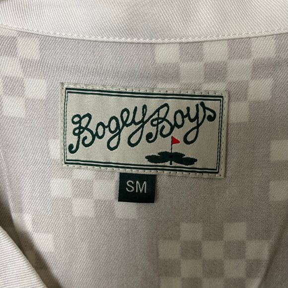 Bogey Boys Big Check Button Up Golf Shirt Brown White Small - Picture 4 of 6